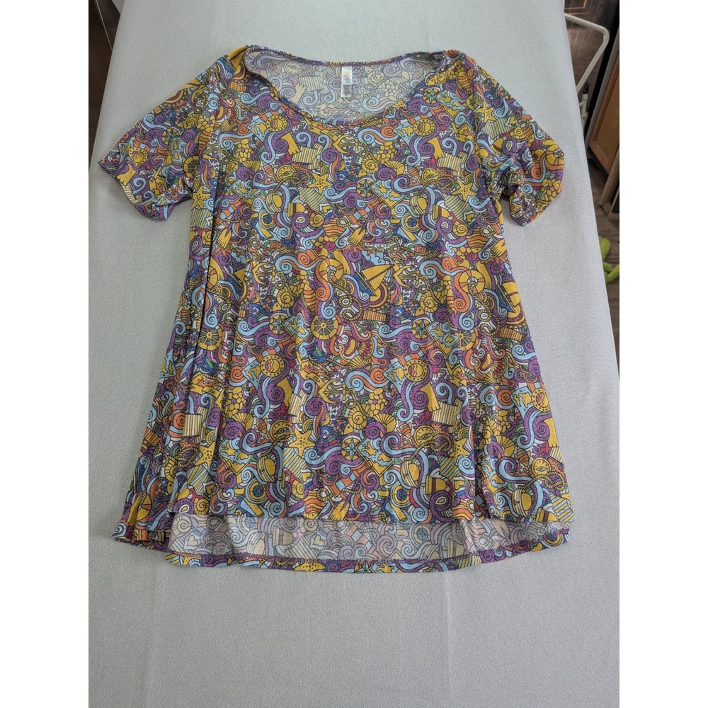 LuLaRoe Perfect T Top Womens XL Multi Color Nautical Doodle Print Tunic